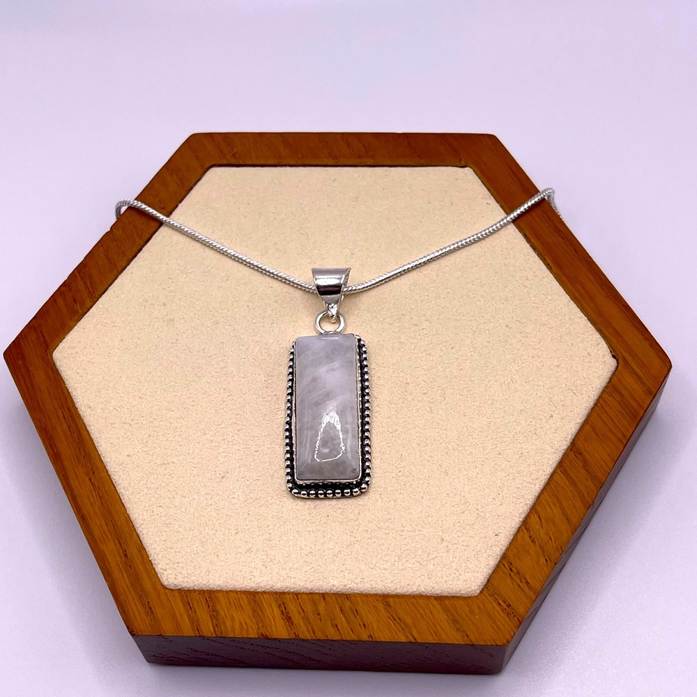 Rainbow Moonstone Silver Necklace